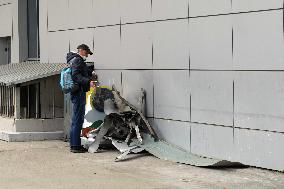Aftermath of Russian drone attack in Dniprovskyi district of Kyiv