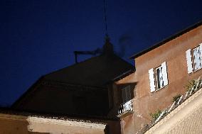 Black Smoke - Conclave To Elect New Pope - Day 1 - Vatican