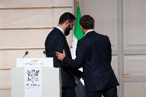 President Macron And Syrian President al-Sharaa Press Conference - Paris