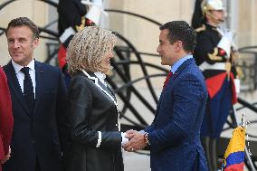 President Macron Hosts Ecuadorian President Daniel Noboa - Paris