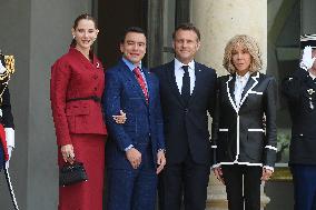 President Macron Hosts Ecuadorian President Daniel Noboa - Paris