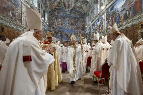Pope Leo XIV Leads His First Mass At Sistine Chapel - Vatican