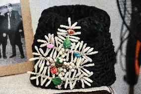 Collection of old Bulgarian towels, clothes and jewelry in Krynychne village