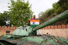 Supporters Wave Flag In Support Of Missile Strikes - India