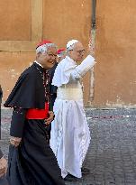 Pope Leon XIV Takes First Walk in Vatican