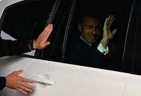 Le président français Emmanuel Macron, le Premier ministre britannique Keir Starmer et le chancelier allemand Friedrich Merz arr