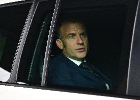 Le président français Emmanuel Macron, le Premier ministre britannique Keir Starmer et le chancelier allemand Friedrich Merz arr