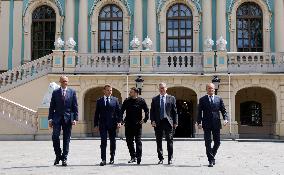 Merz Macron Starmer and Tusk in Kiev for Ukraine Ceasefire Talk