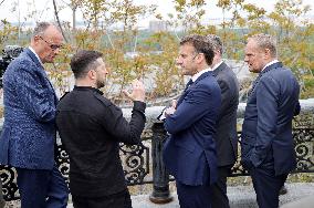 Merz Macron Starmer and Tusk in Kiev for Ukraine Ceasefire Talk