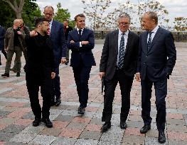 Merz Macron Starmer and Tusk in Kiev for Ukraine Ceasefire Talk