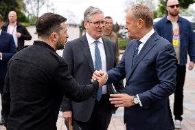 Merz Macron Starmer and Tusk in Kiev for Ukraine Ceasefire Talk