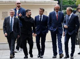 Merz Macron Starmer and Tusk in Kiev for Ukraine Ceasefire Talk