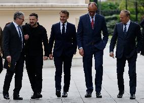Merz Macron Starmer and Tusk in Kiev for Ukraine Ceasefire Talk