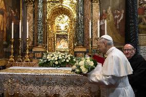 Pope Leo XIV Visits A Shrine Outside Rome - Italy