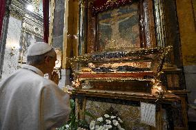 Pope Leo XIV Visits A Shrine Outside Rome - Italy