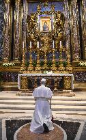 Pope Leo XIV Prays Before The Tomb of Pope Francis - Rome