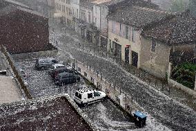 Langon Flooded by Storms and Hail - France