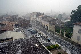 Langon Flooded by Storms and Hail - France