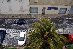 Langon Flooded by Storms and Hail - France