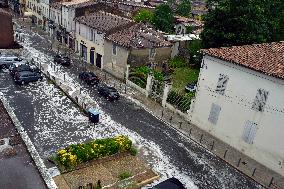 Langon Flooded by Storms and Hail - France