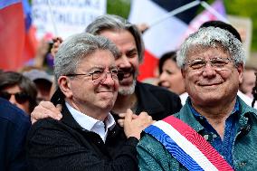 Jean-Luc Melenchon Joins March Against Islamophobia - Paris