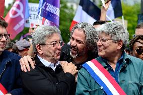 Jean-Luc Melenchon Joins March Against Islamophobia - Paris