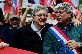 Jean-Luc Melenchon Joins March Against Islamophobia - Paris
