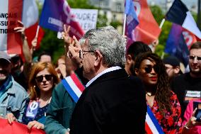 Jean-Luc Melenchon Joins March Against Islamophobia - Paris