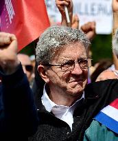 Jean-Luc Melenchon Joins March Against Islamophobia - Paris