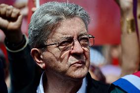 Jean-Luc Melenchon Joins March Against Islamophobia - Paris
