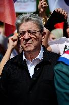 Jean-Luc Melenchon Joins March Against Islamophobia - Paris