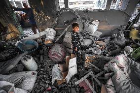 School Destroyed After An Israeli Airstrike - Gaza Strip