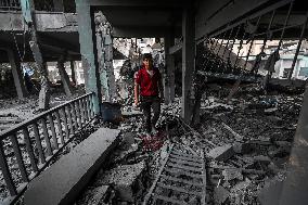 School Destroyed After An Israeli Airstrike - Gaza Strip