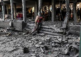 School Destroyed After An Israeli Airstrike - Gaza Strip
