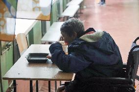 Evacuation transit centre in Kharkiv