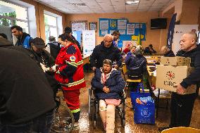 Evacuation transit centre in Kharkiv