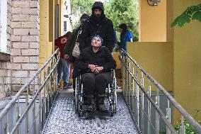 Evacuation transit centre in Kharkiv