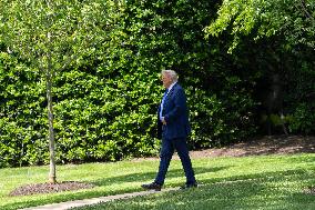 President Donald J Trump departs the White House