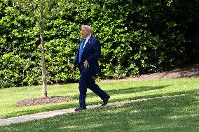 President Donald J Trump departs the White House