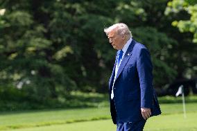 President Donald J Trump departs the White House