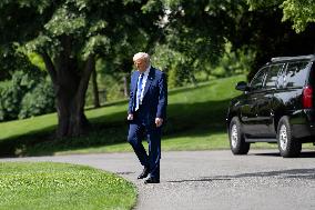 President Donald J Trump departs the White House