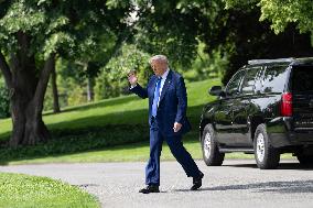President Donald J Trump departs the White House