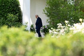 President Donald J Trump departs the White House