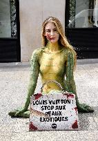PETA Protests Exotic Skins Outside Vuitton in Paris