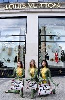PETA Protests Exotic Skins Outside Vuitton in Paris