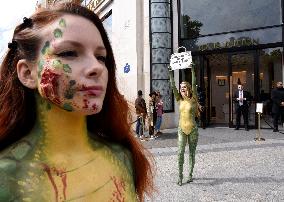 PETA Protests Exotic Skins Outside Vuitton in Paris