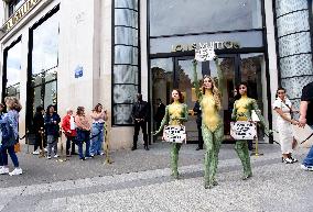 PETA Protests Exotic Skins Outside Vuitton in Paris