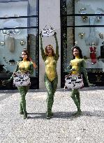 PETA Protests Exotic Skins Outside Vuitton in Paris