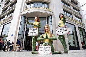 PETA Protests Exotic Skins Outside Vuitton in Paris