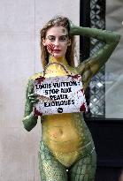 PETA Protests Exotic Skins Outside Vuitton in Paris